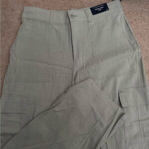 Sage green Hollister linen cargo pants